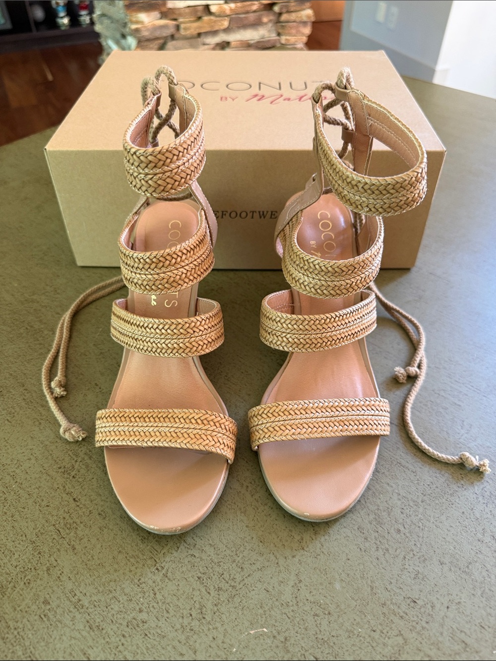 Coconuts by Matisse Braided Lace-Up Sandals in Tan